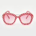 Coral Red Polka Dot Woven Sunglasses
