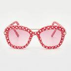Coral Red Polka Dot Woven Sunglasses
