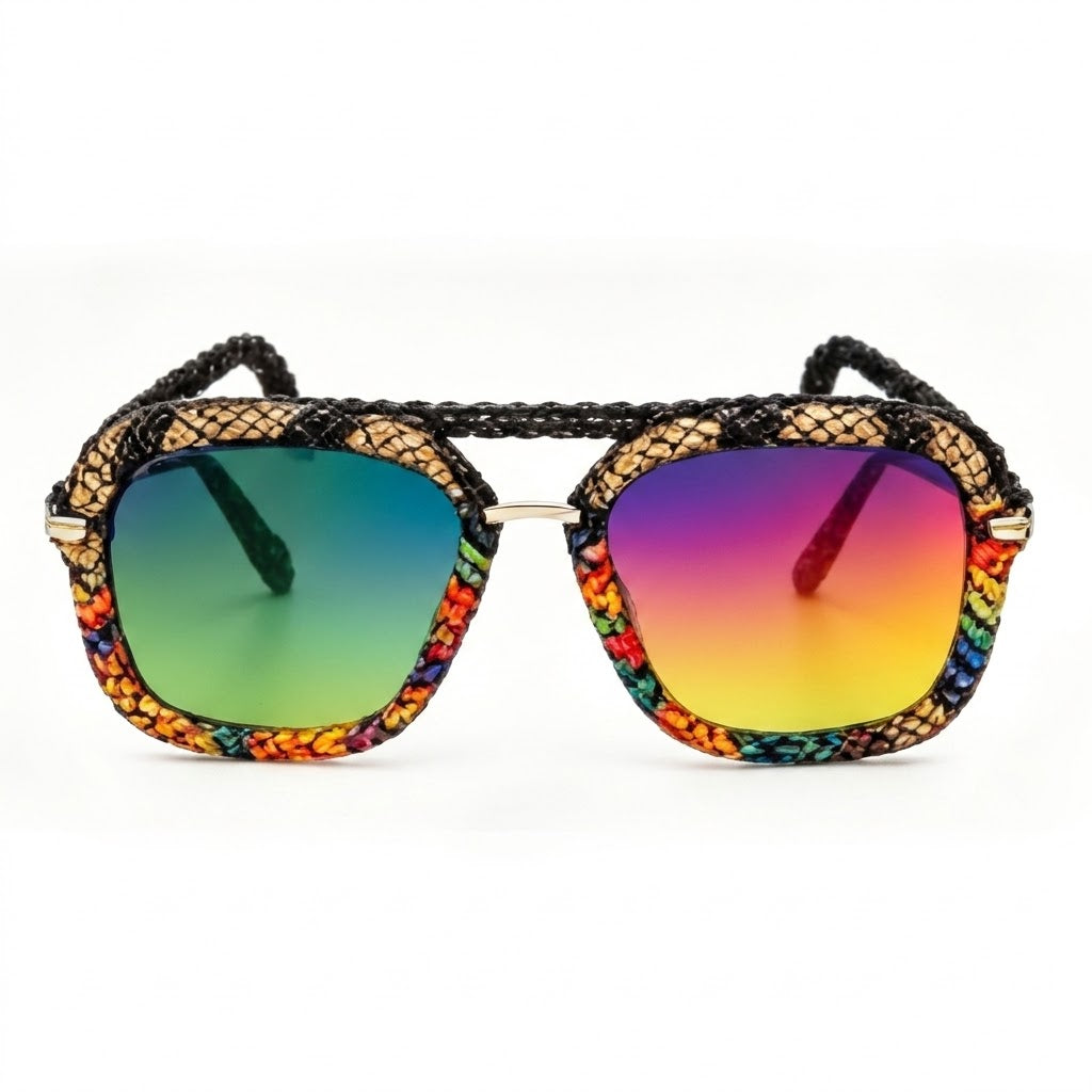 Prismatic Serpent Woven Aviator Sunglasses