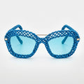 Azure Open-Knit Statement Sunglasses