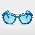 Azure Open-Knit Statement Sunglasses