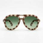 Mocha & Ivory Woven Aviator Sunglasses