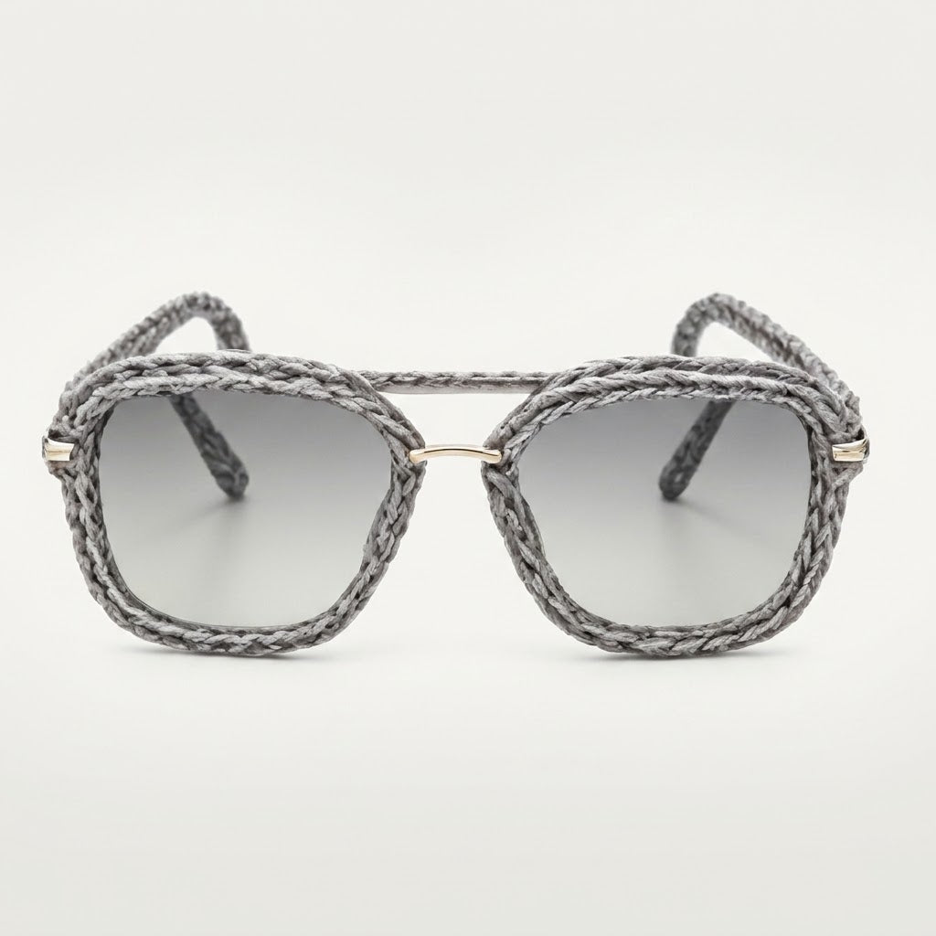 Product Name: Slate Grey Woven Aviator Sunglasses