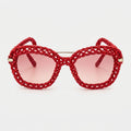 Crimson Open-Knit Statement Sunglasses