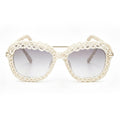 Ivory Scalloped Woven Statement Sunglasses
