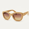 Natural Raffia Woven Statement Sunglasses