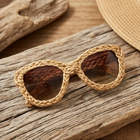 Natural Raffia Woven Statement Sunglasses