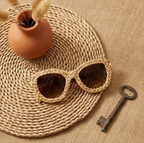 Natural Raffia Woven Statement Sunglasses
