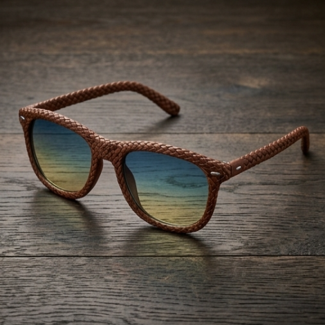 Cognac Woven Statement Sunglasses
