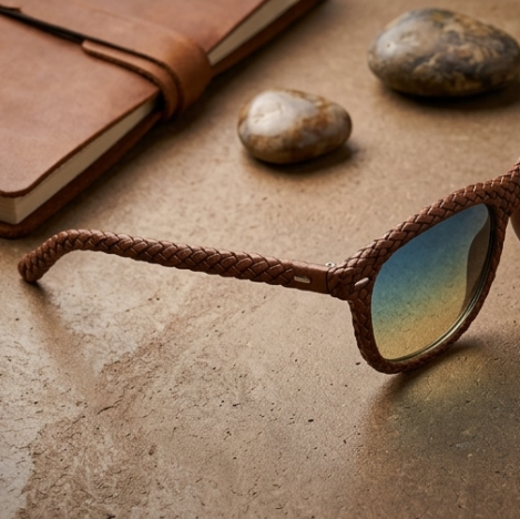 Cognac Woven Statement Sunglasses