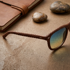 Cognac Woven Statement Sunglasses