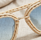 Ivory Woven Aviator Sunglasses