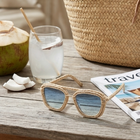 Ivory Woven Aviator Sunglasses