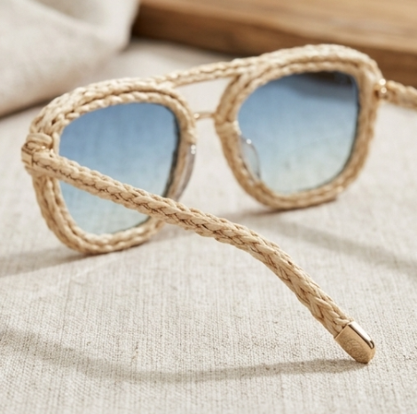 Ivory Woven Aviator Sunglasses
