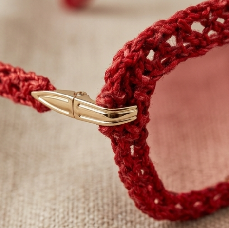 Crimson Open-Knit Statement Sunglasses