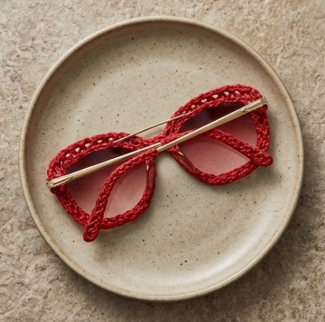 Crimson Open-Knit Statement Sunglasses