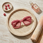 Coral Red Polka Dot Woven Sunglasses