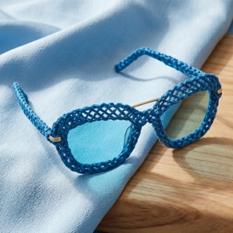 Azure Open-Knit Statement Sunglasses