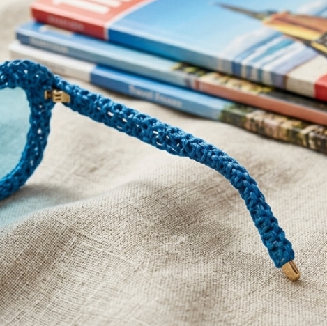 Azure Open-Knit Statement Sunglasses