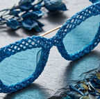 Azure Open-Knit Statement Sunglasses