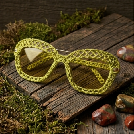 Chartreuse Open-Knit Statement Sunglasses