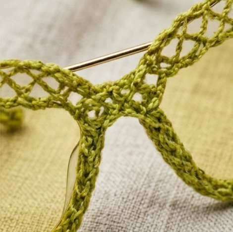 Chartreuse Open-Knit Statement Sunglasses