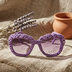 Lavender Rosette Woven Statement Sunglasses