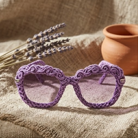 Lavender Rosette Woven Statement Sunglasses
