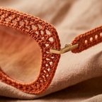 Tangerine Open-Knit Statement Sunglasses