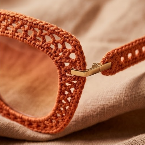 Tangerine Open-Knit Statement Sunglasses