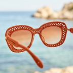 Tangerine Open-Knit Statement Sunglasses
