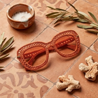 Tangerine Open-Knit Statement Sunglasses