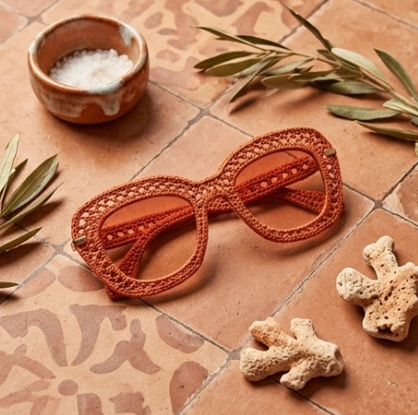 Tangerine Open-Knit Statement Sunglasses