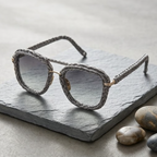 Product Name: Slate Grey Woven Aviator Sunglasses