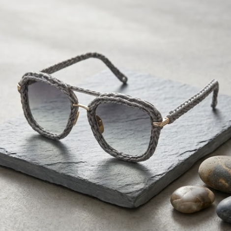 Product Name: Slate Grey Woven Aviator Sunglasses
