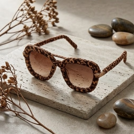 Leopard Woven Aviator Sunglasses