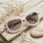 Ivory Scalloped Woven Statement Sunglasses