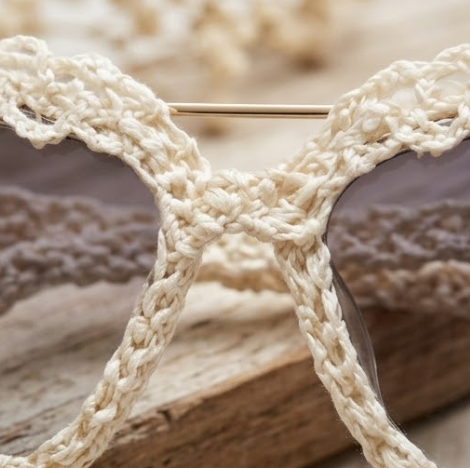 Ivory Scalloped Woven Statement Sunglasses