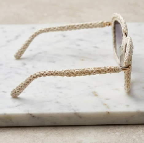 Ivory Scalloped Woven Statement Sunglasses