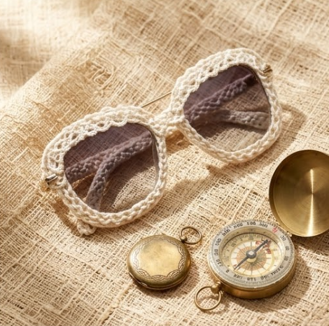 Ivory Scalloped Woven Statement Sunglasses