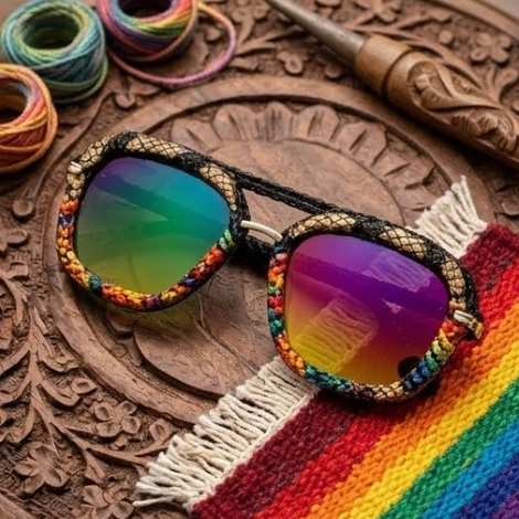Prismatic Serpent Woven Aviator Sunglasses