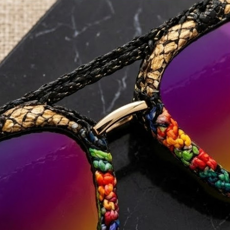 Prismatic Serpent Woven Aviator Sunglasses