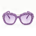 Lavender Rosette Woven Statement Sunglasses