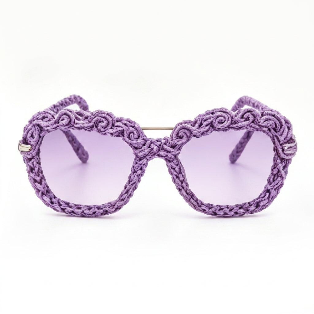 Lavender Rosette Woven Statement Sunglasses