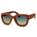Cognac Woven Statement Sunglasses