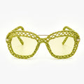 Chartreuse Open-Knit Statement Sunglasses