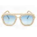 Ivory Woven Aviator Sunglasses
