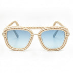 Ivory Woven Aviator Sunglasses