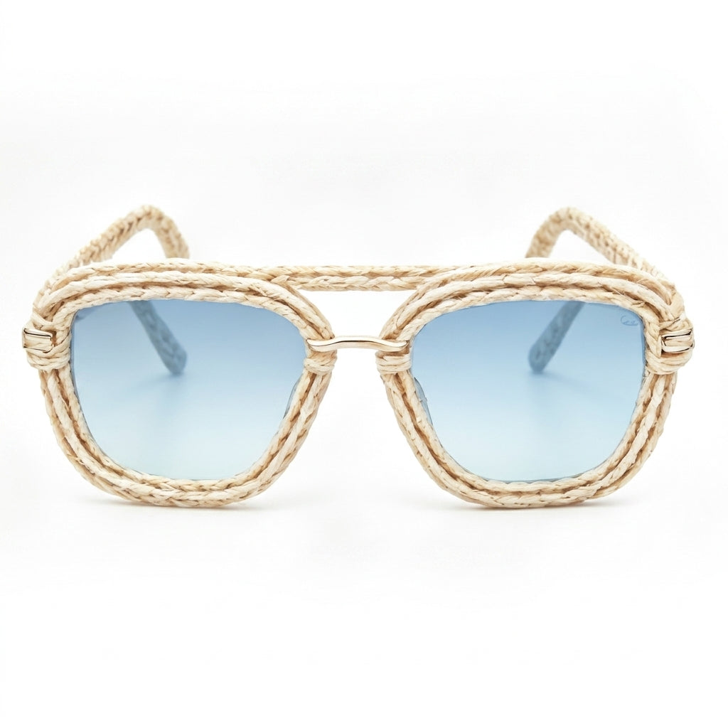 Ivory Woven Aviator Sunglasses