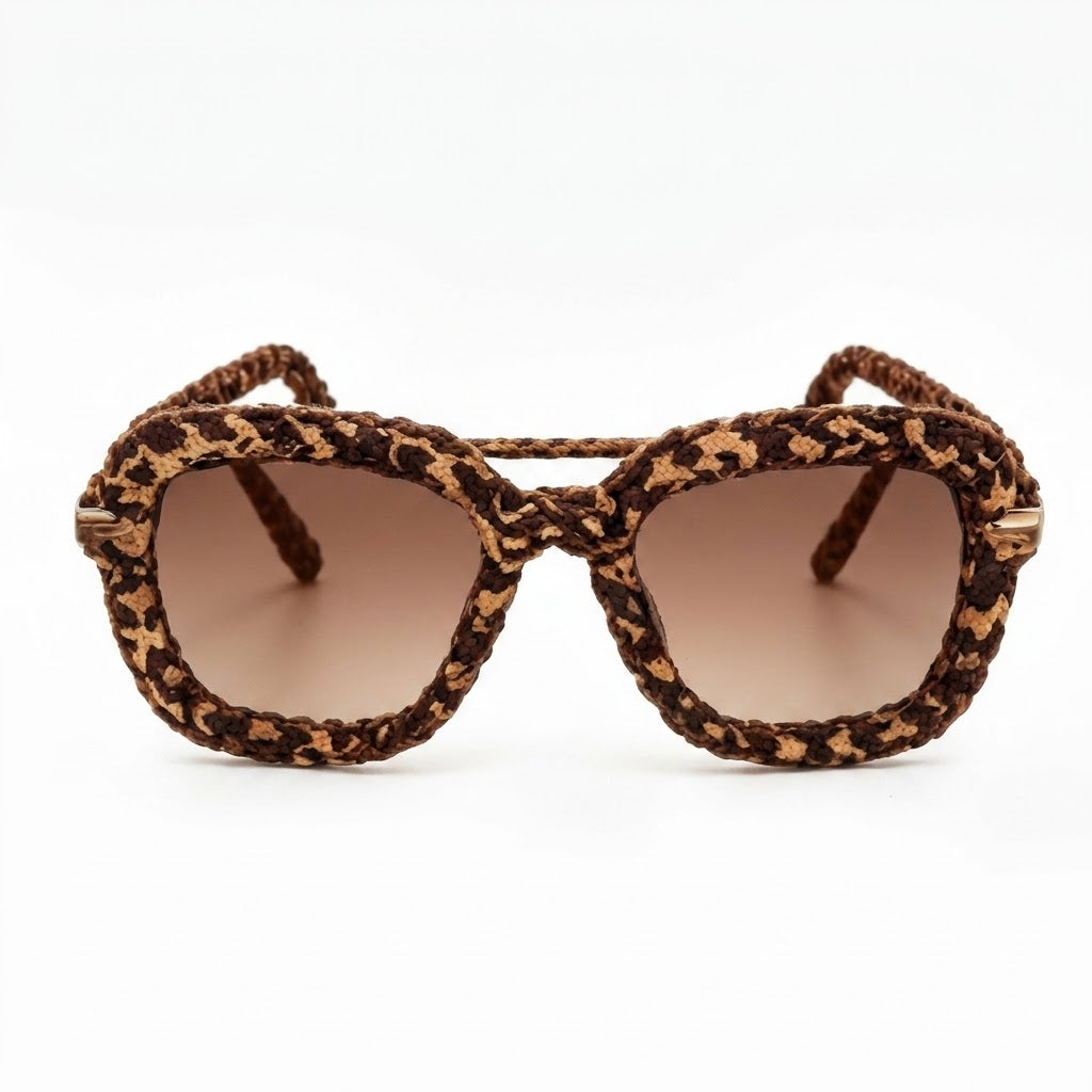 Leopard Woven Aviator Sunglasses